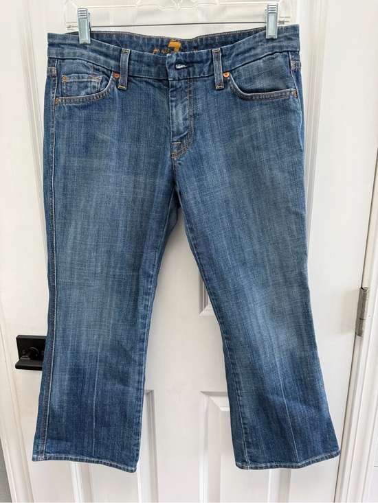 7 For All Mankind Denim - 7 For All Mankind Blue Cropped Flare Jeans